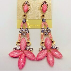 Earrings Dangle Crystals and Aqua Pierced. CUTE!